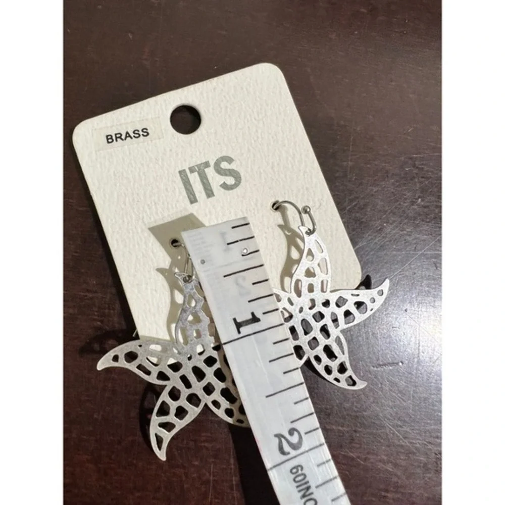Starfish Earrings Cutout Silver Tone Statement‎ Earrings Beachy Jewelry